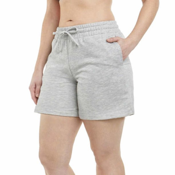 Danskin Women's Soft French Terry Pull-On Side Slit Mid-Rise Active Short Gray M - Picture 1 of 6